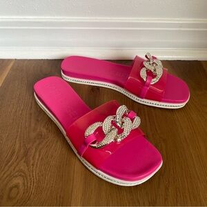 Karl Lagerfeld Paris Jazelle Slip-On Embellished Slide Sandals Pink 11‎